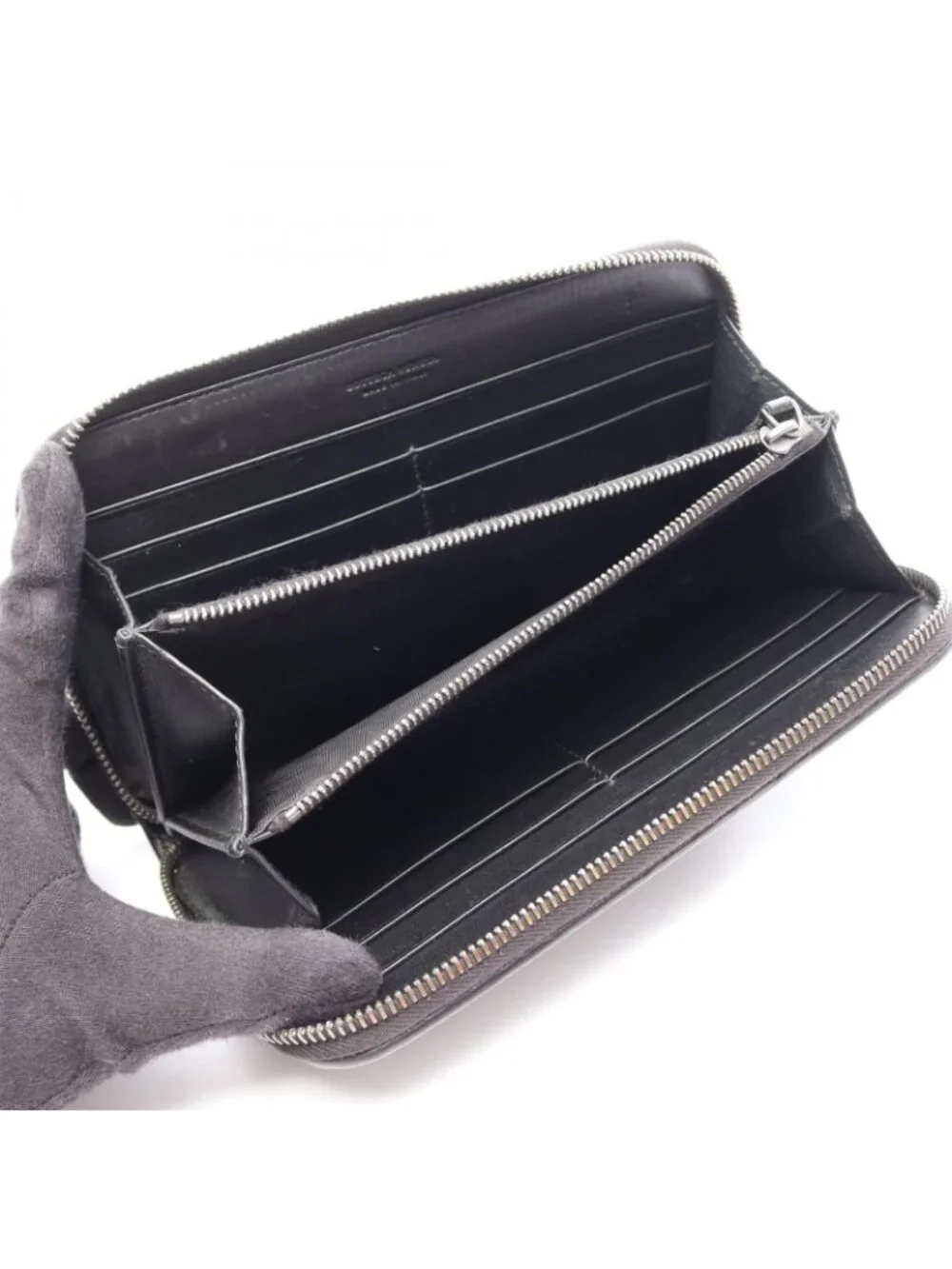 Bottega Veneta Round Wallet Intrecciato Black Leather